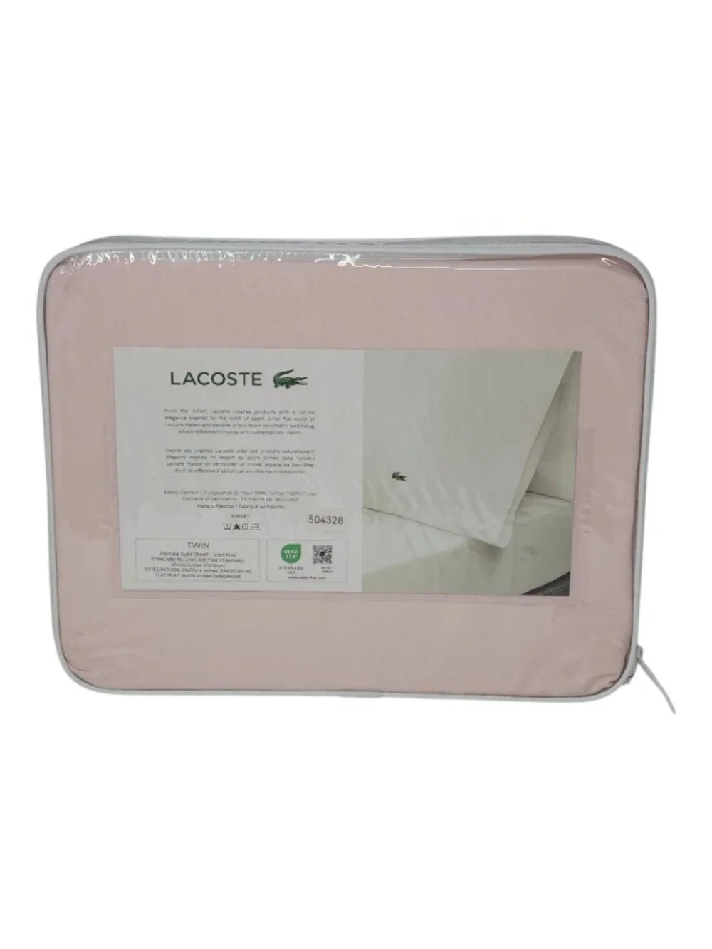 Lacoste Twin Sheet Set Pink 100% Cotton Percale Lightweight & Durable 3 Piece